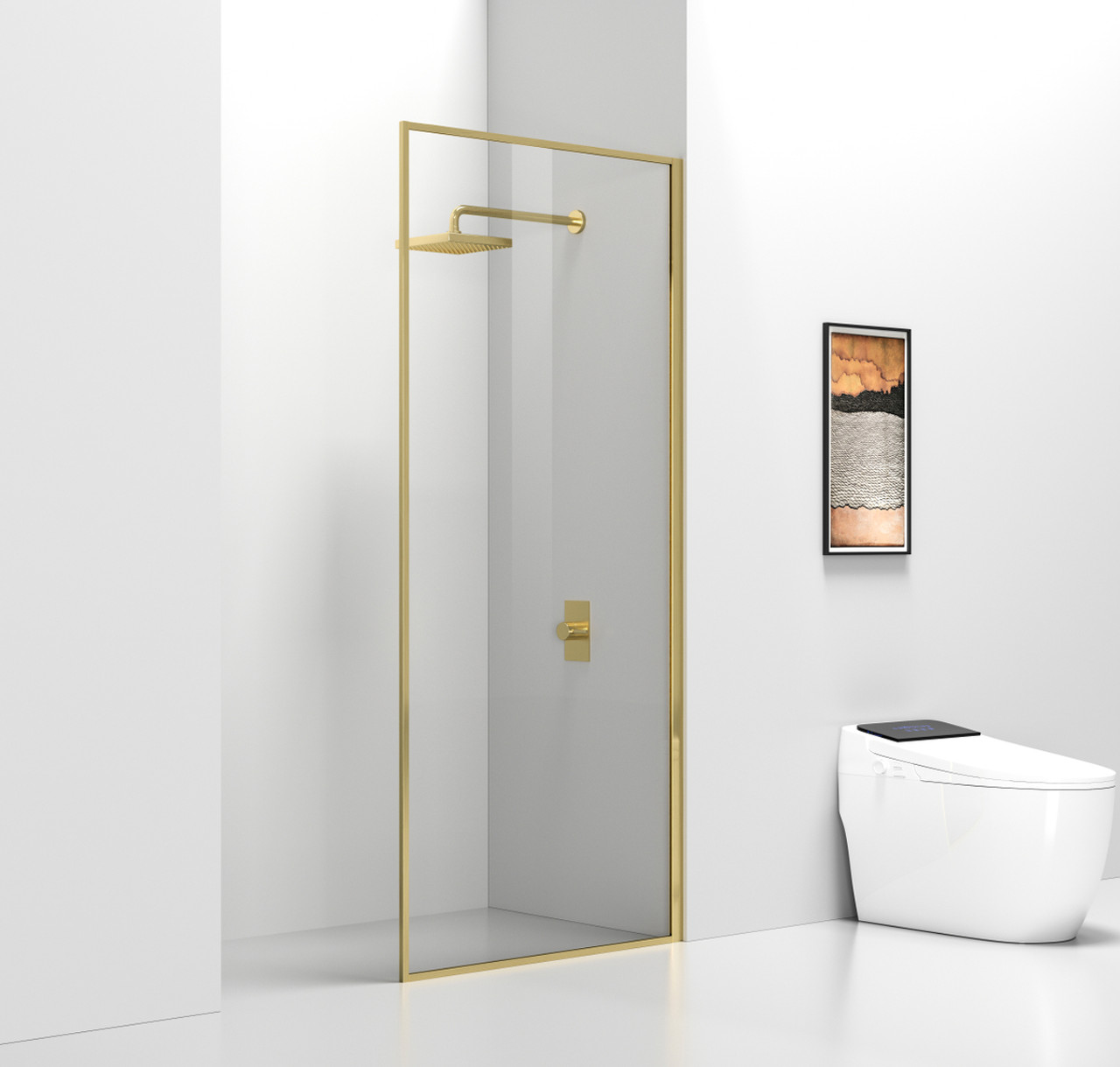 Elegant Kitchen and Bath SD188-3576BGD Fixed framed shower door 35 x 76 Brushed Gold