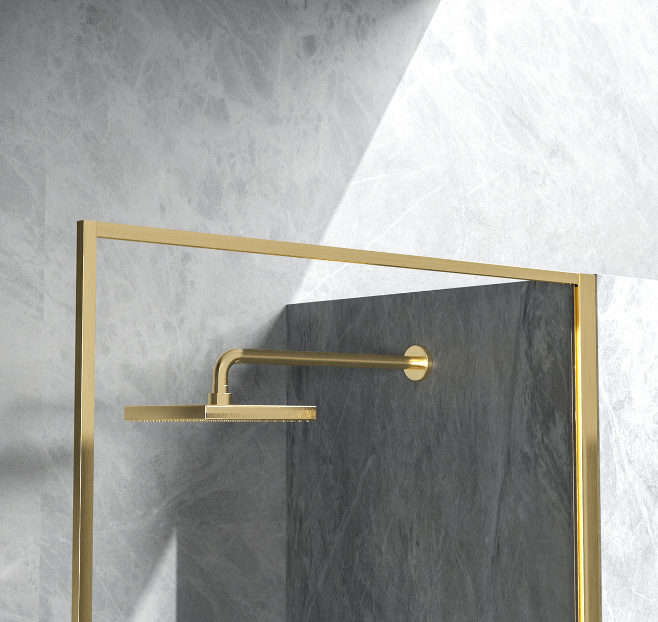 Elegant Kitchen and Bath SD188-3576BGD Fixed framed shower door 35 x 76 Brushed Gold