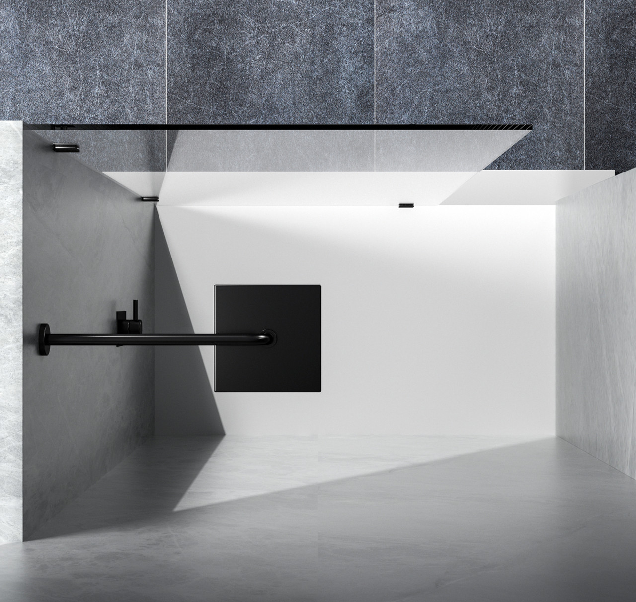 Elegant Kitchen and Bath SD155-3578MBK Fixed frameless shower door 35 x 78 Matte Black