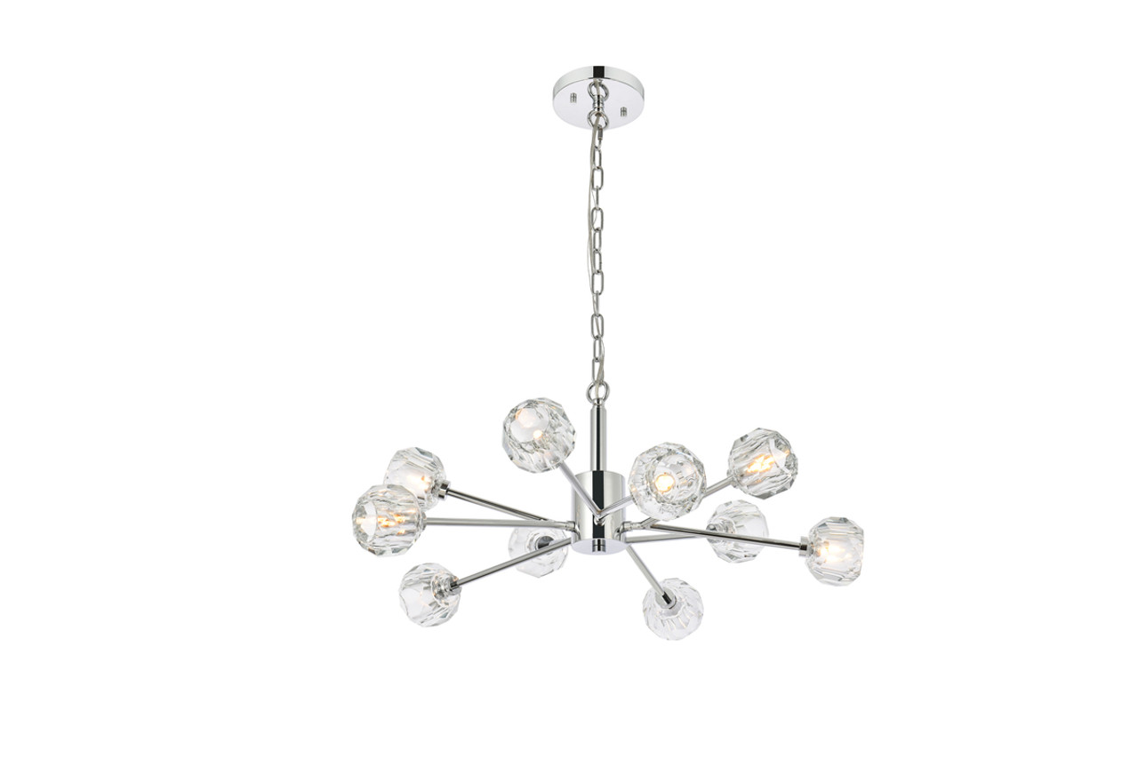 Elegant Lighting 3509D29C Graham 10 Light Pendant in Chrome