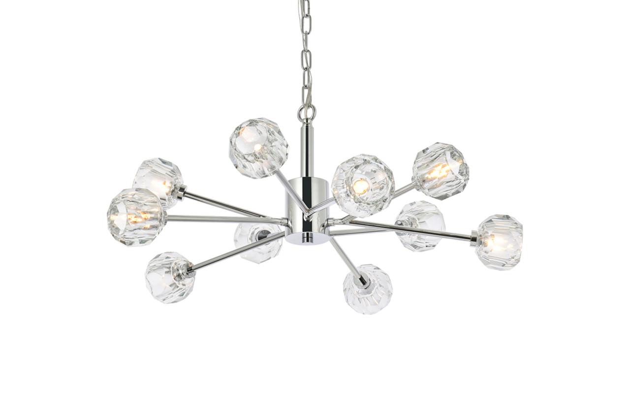 Elegant Lighting 3509D29C Graham 10 Light Pendant in Chrome