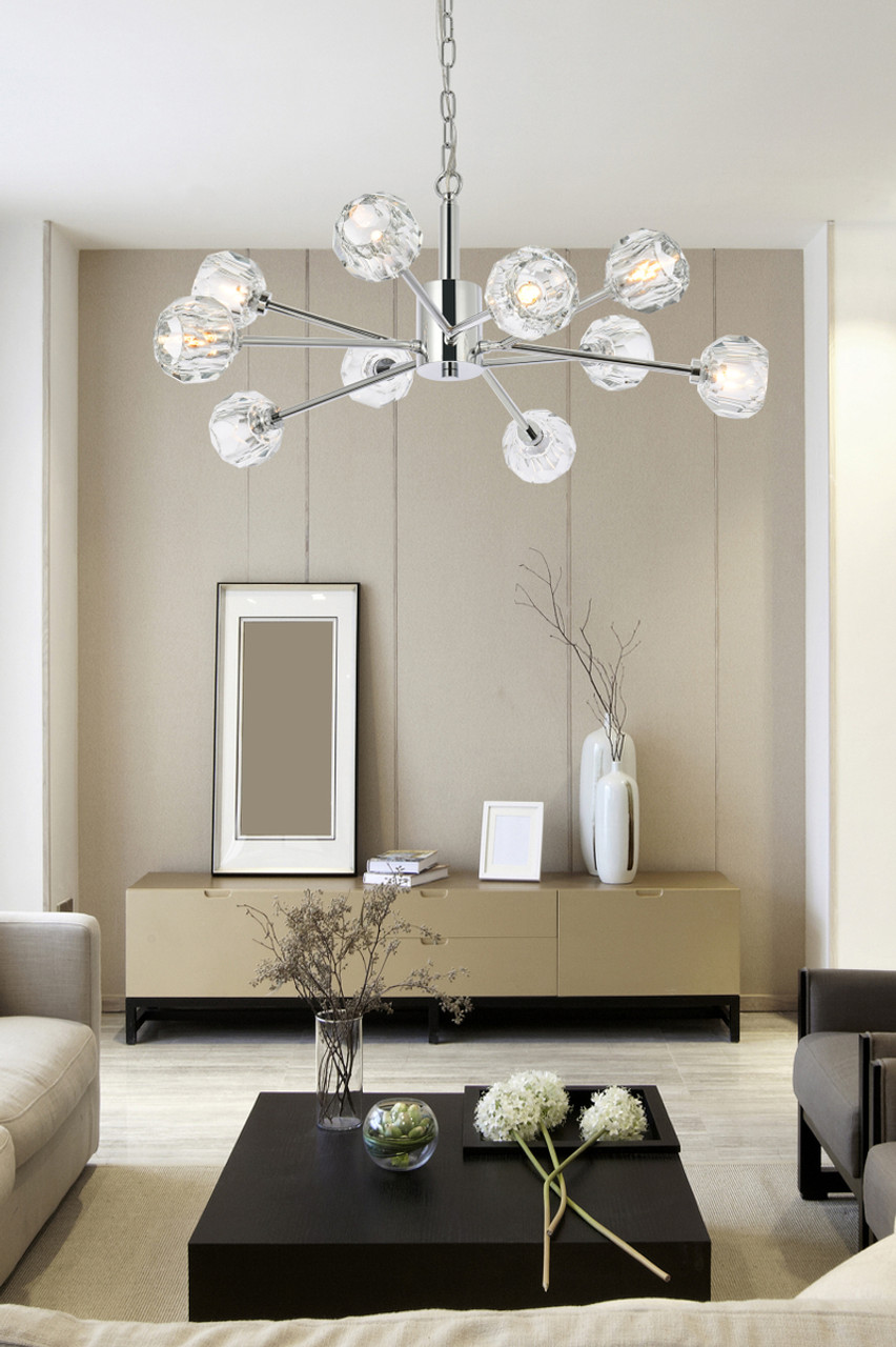 Elegant Lighting 3509D29C Graham 10 Light Pendant in Chrome