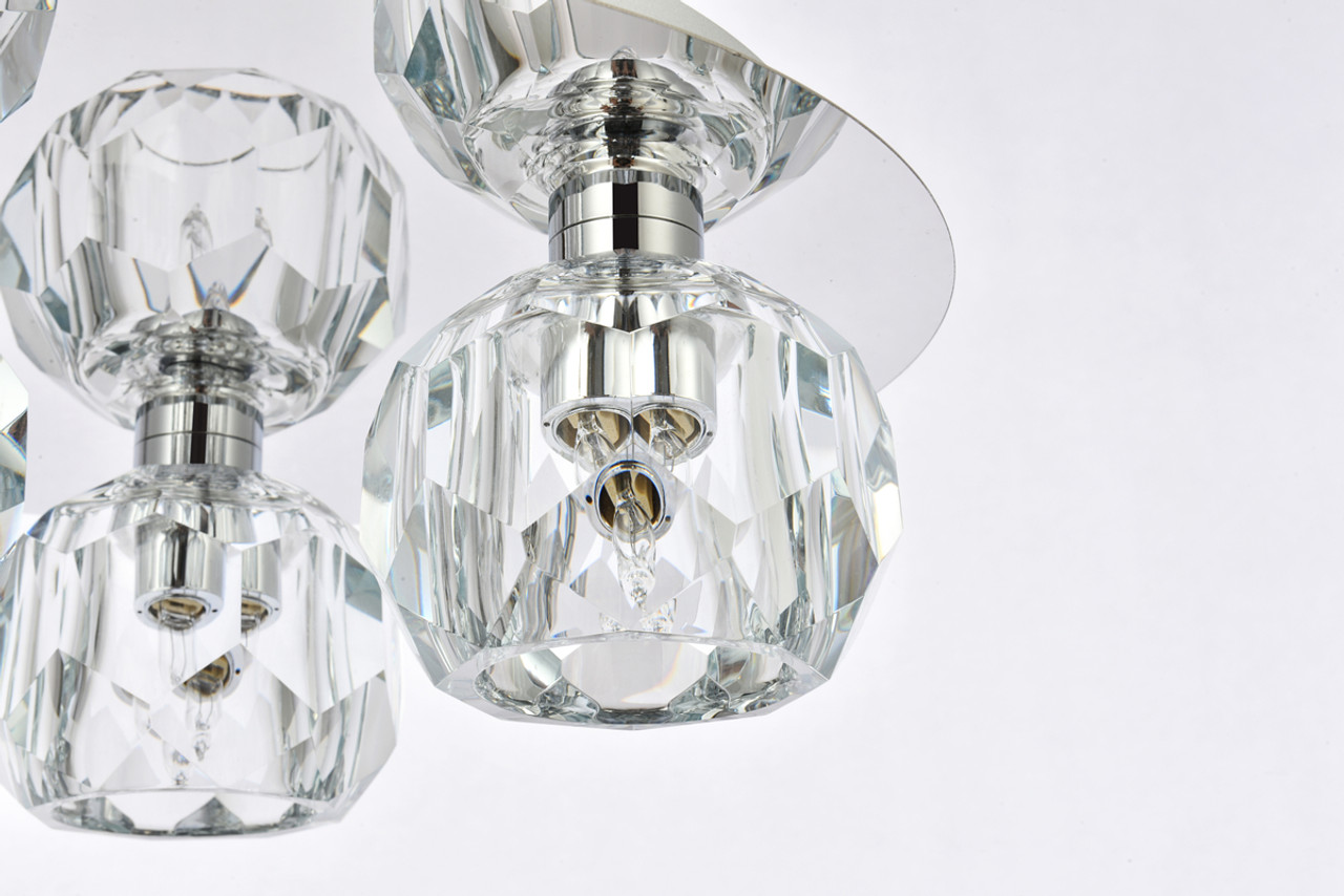 Elegant Lighting 3509F12C Graham 3 Light Ceiling Lamp in Chrome