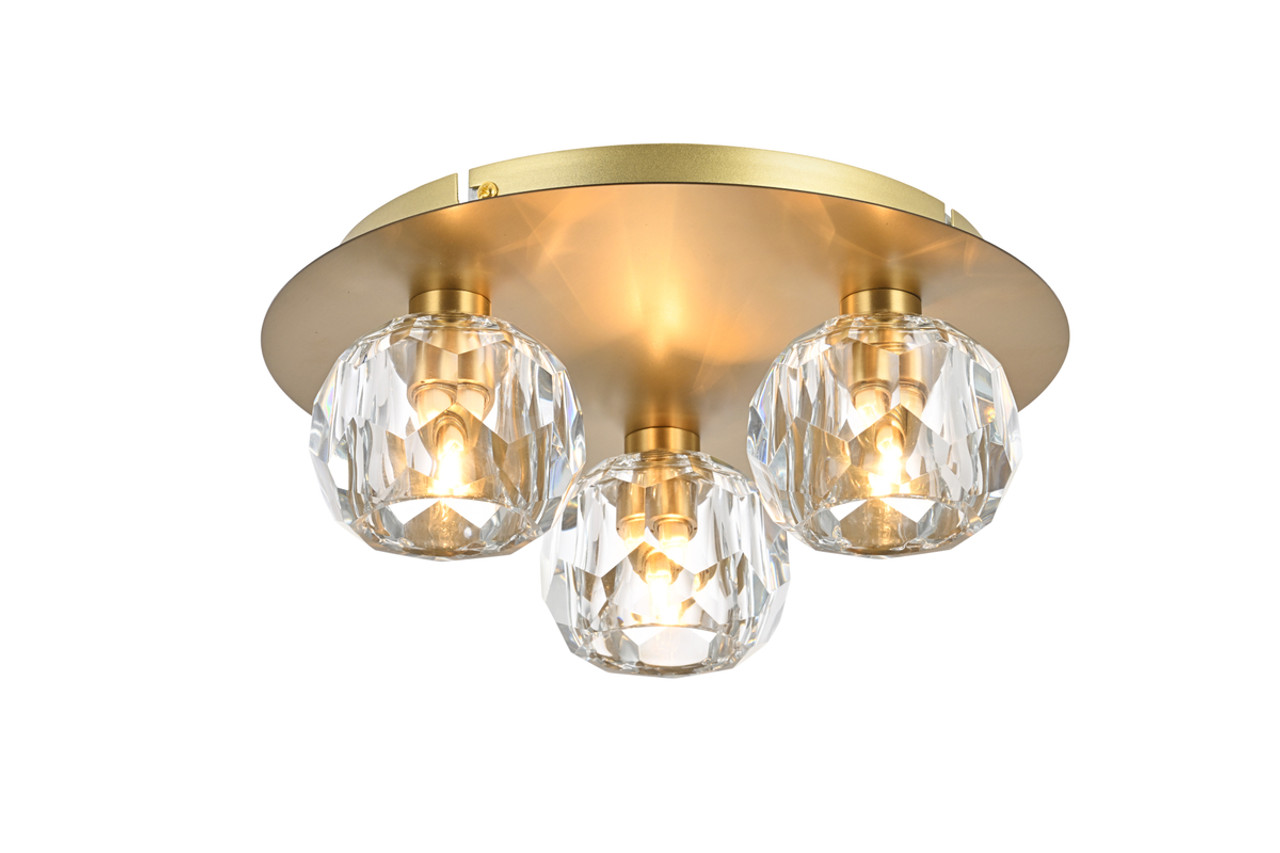 Elegant Lighting 3509F12G Graham 3 Light Ceiling Lamp in Gold