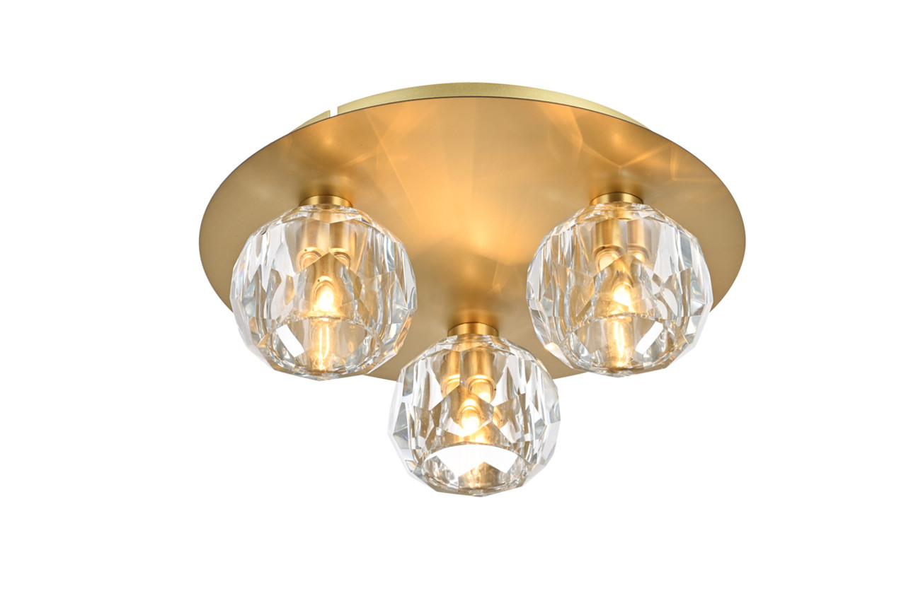 Elegant Lighting 3509F12G Graham 3 Light Ceiling Lamp in Gold