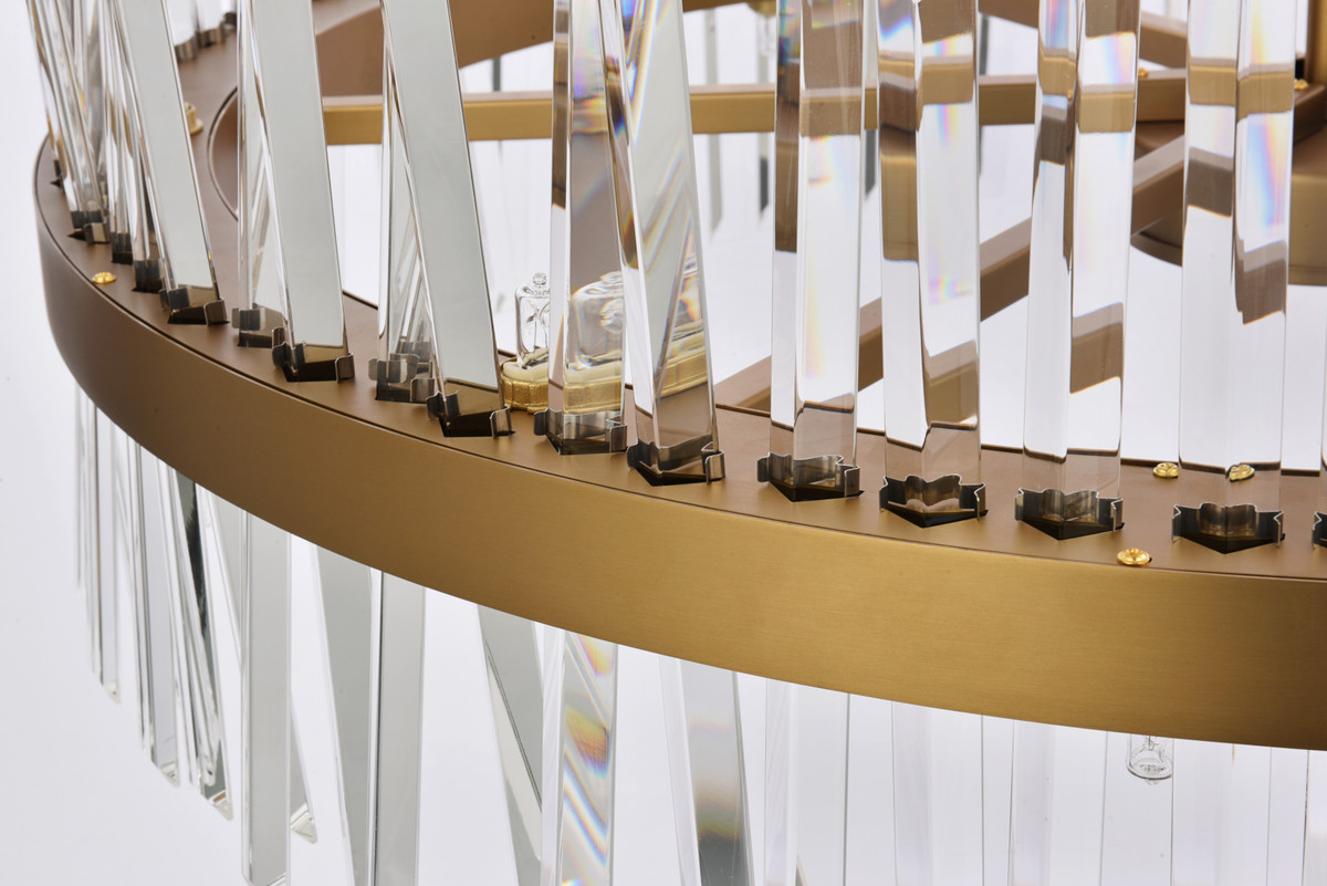 Elegant Lighting 6200G36L3SG Serephina 36 inch 3 tiers crystal round chandelier light in satin gold