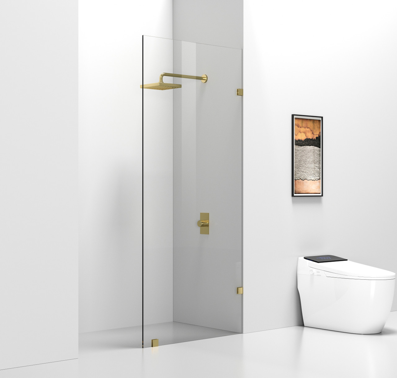 Elegant Kitchen and Bath SD155-3578BGD Fixed frameless shower door 35 x 78 Brushed Gold