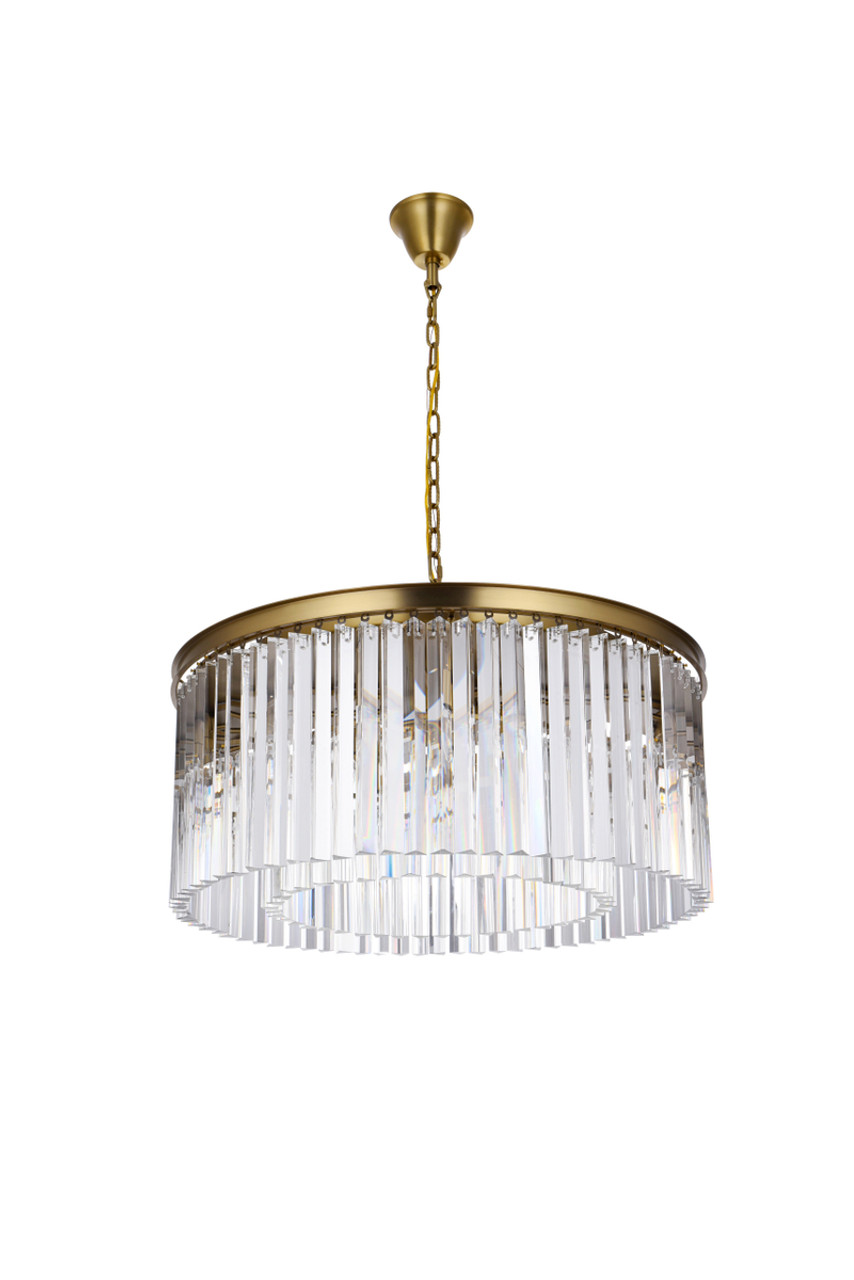 Elegant Lighting 1208D31SG/RC Sydney 31.5 inch round crystal chandelier in satin gold