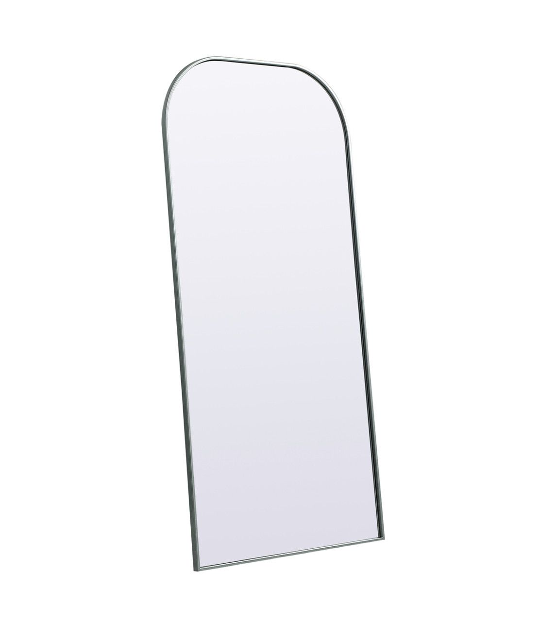 Elegant Decor MR1B3266SIL Metal Frame Arch Full Length Mirror 32x66 Inch in Silver