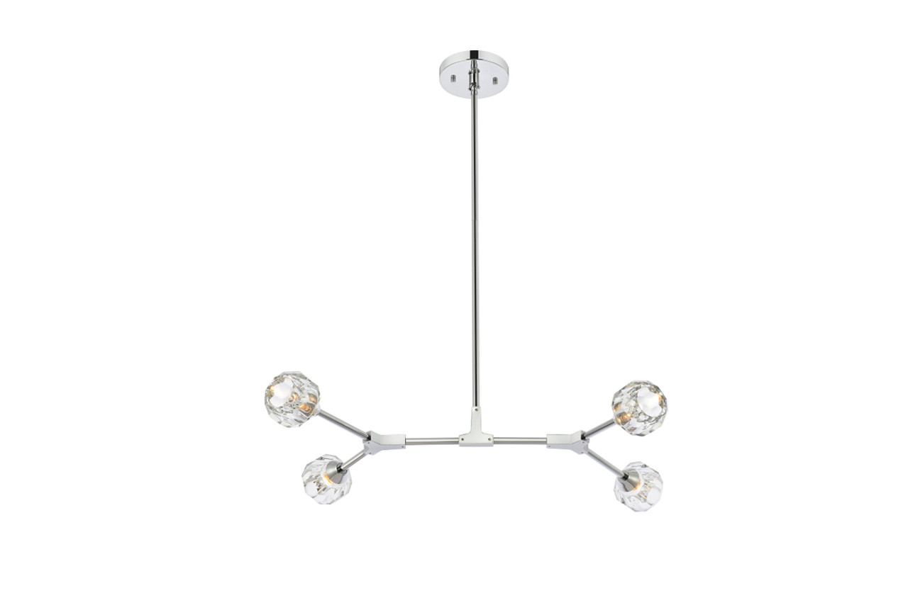 Elegant Lighting 3508D30C Zayne 4 Light Pendant in Chrome