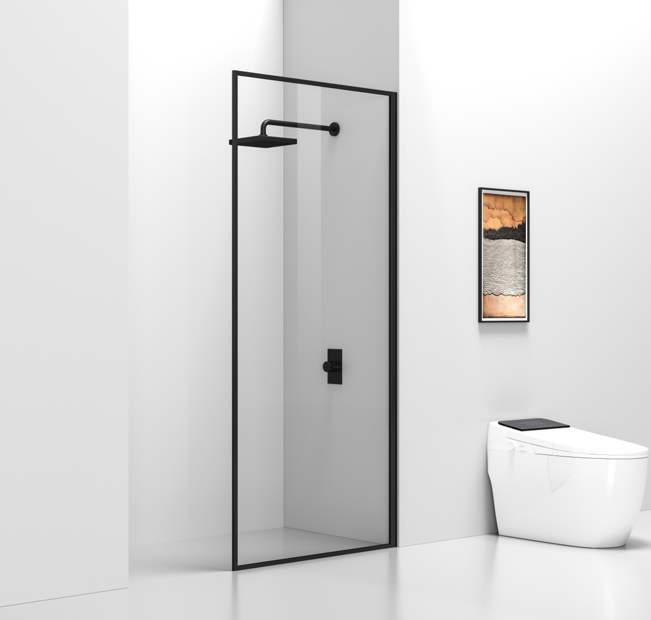 Elegant Kitchen and Bath SD188-3576MBK Fixed framed shower door 35 x 76 Matte Black