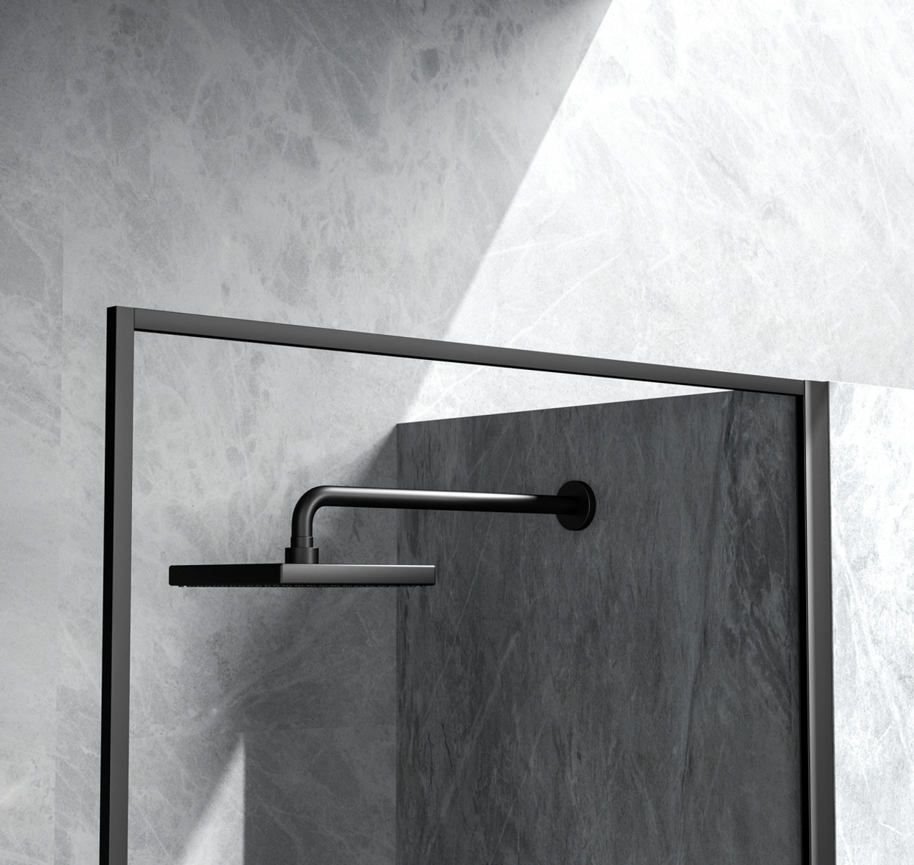 Elegant Kitchen and Bath SD188-3576MBK Fixed framed shower door 35 x 76 Matte Black