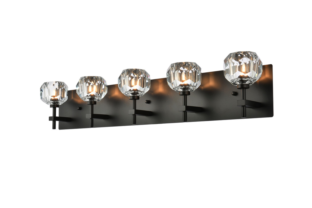 Elegant Lighting 3509W32BK Graham 5 Light Wall Sconce in Black