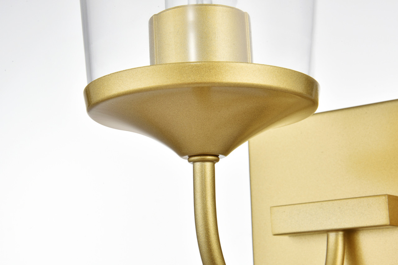 Living District LD7313W5BRA Avani 1 light Brass and Clear Bath Sconce