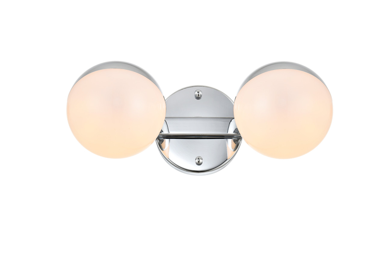 Living District LD7305W13CH Majesty 2 light Chrome and frosted white Bath Sconce