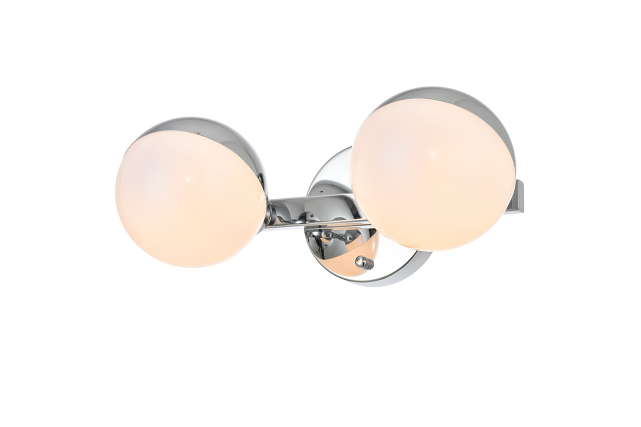 Living District LD7305W13CH Majesty 2 light Chrome and frosted white Bath Sconce