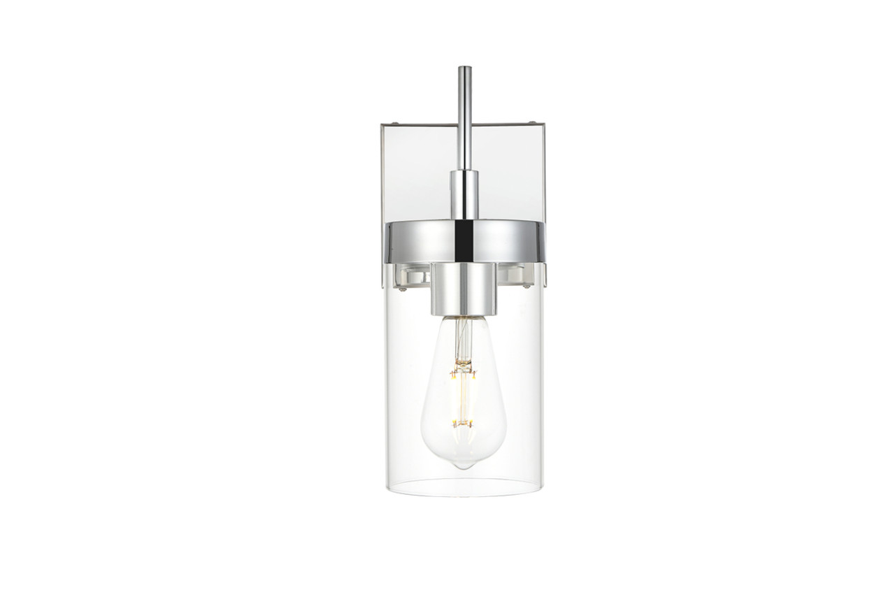 Living District LD7319W5CH Benny 1 light Chrome and Clear Bath Sconce