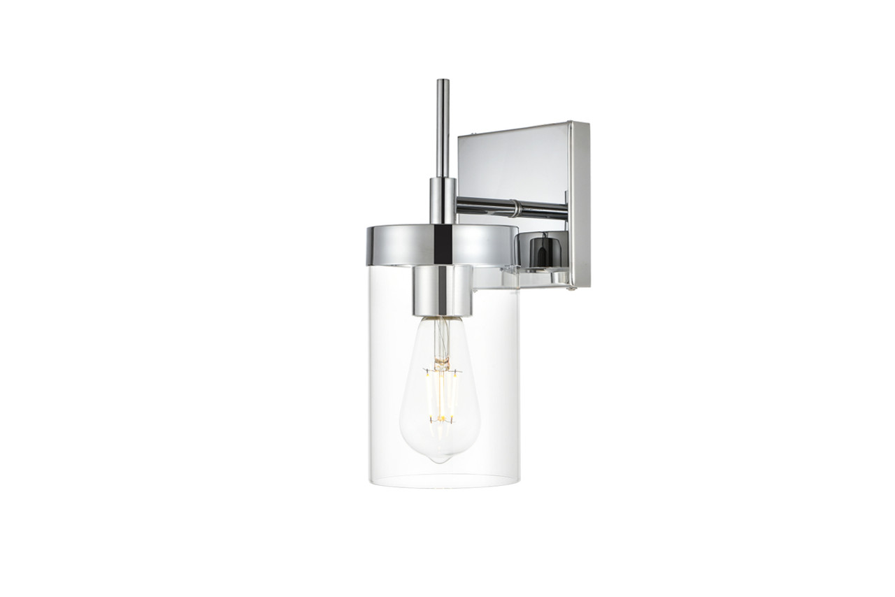 Living District LD7319W5CH Benny 1 light Chrome and Clear Bath Sconce