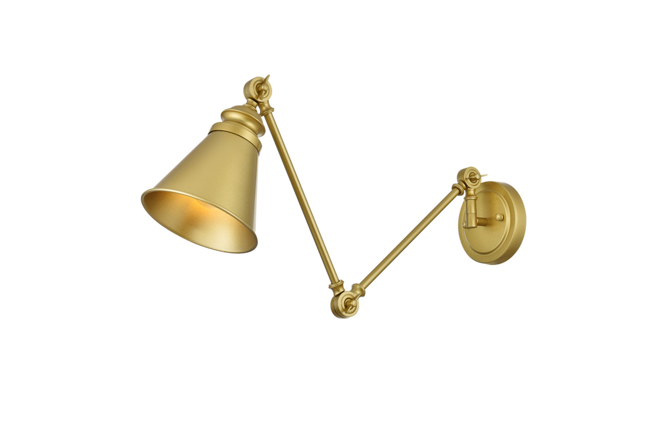 Living District LD7323W6BRA Ledger 1 light Brass swing arm wall sconce