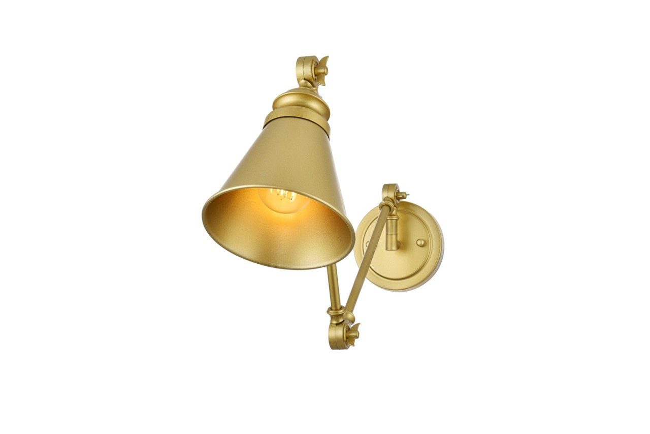 Living District LD7323W6BRA Ledger 1 light Brass swing arm wall sconce