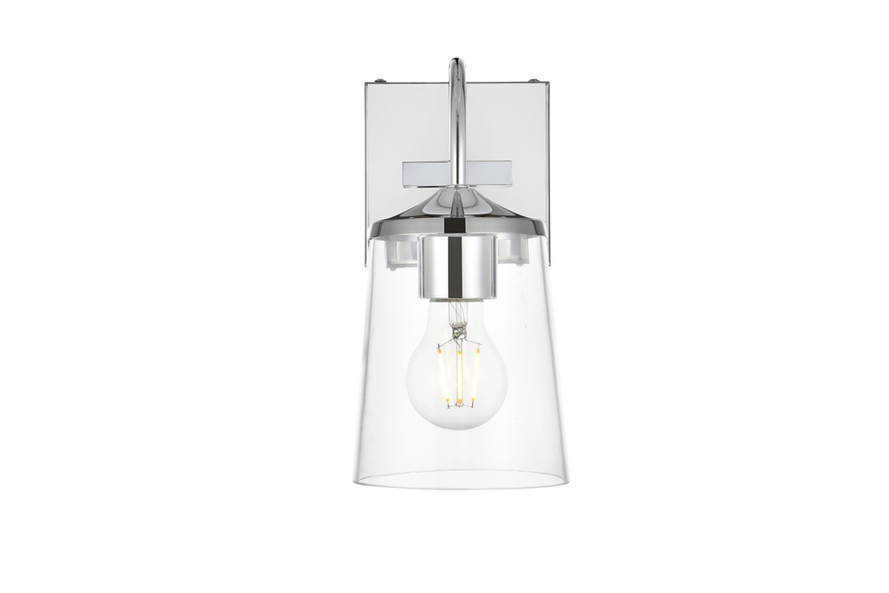 Living District LD7313W5CH Avani 1 light Chrome and Clear Bath Sconce