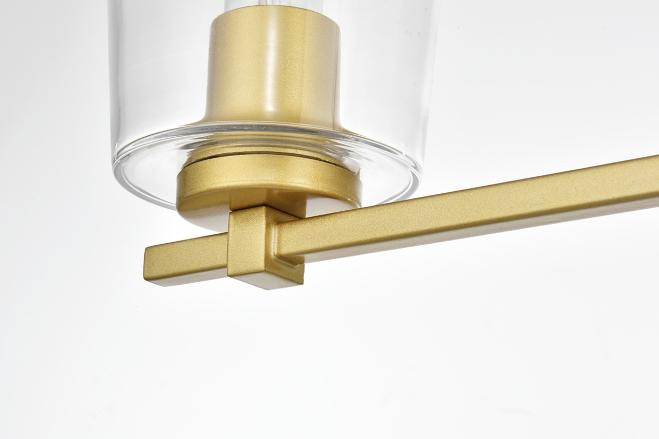 Living District LD7310W23BRA Kacey 3 light Brass and Clear Bath Sconce