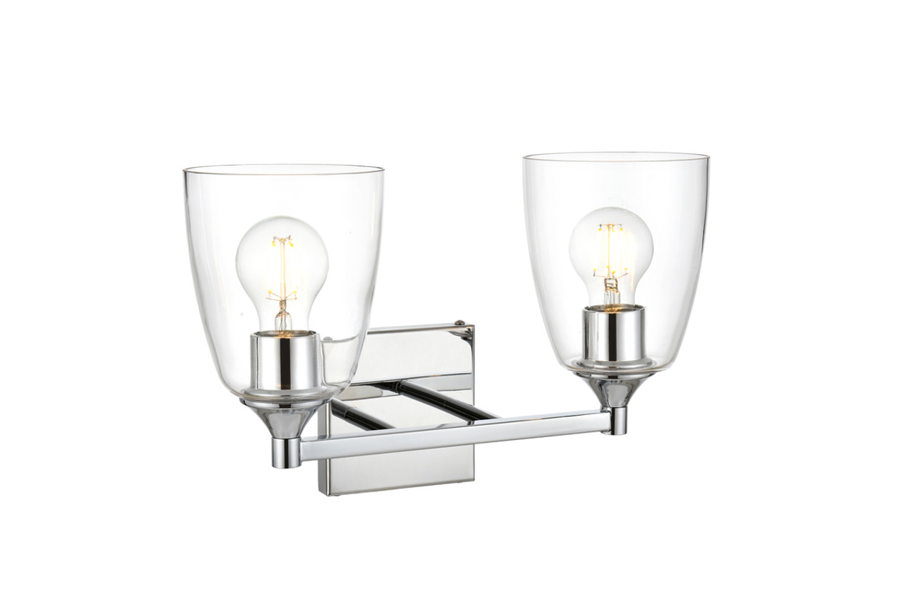 Living District LD7307W15CH Gianni 2 light Chrome and Clear Bath Sconce