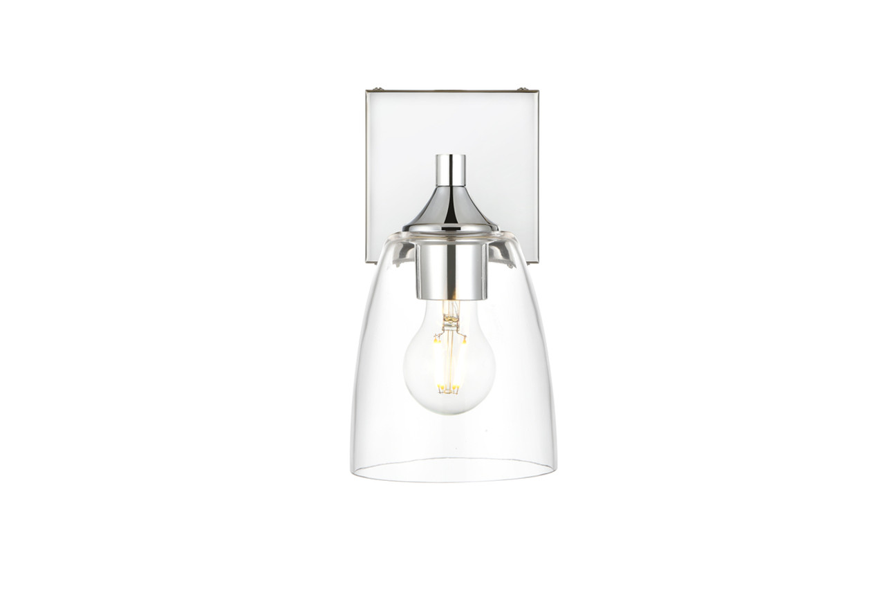 Living District LD7307W5CH Gianni 1 light Chrome and Clear Bath Sconce