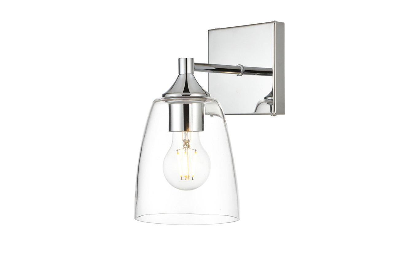 Living District LD7307W5CH Gianni 1 light Chrome and Clear Bath Sconce