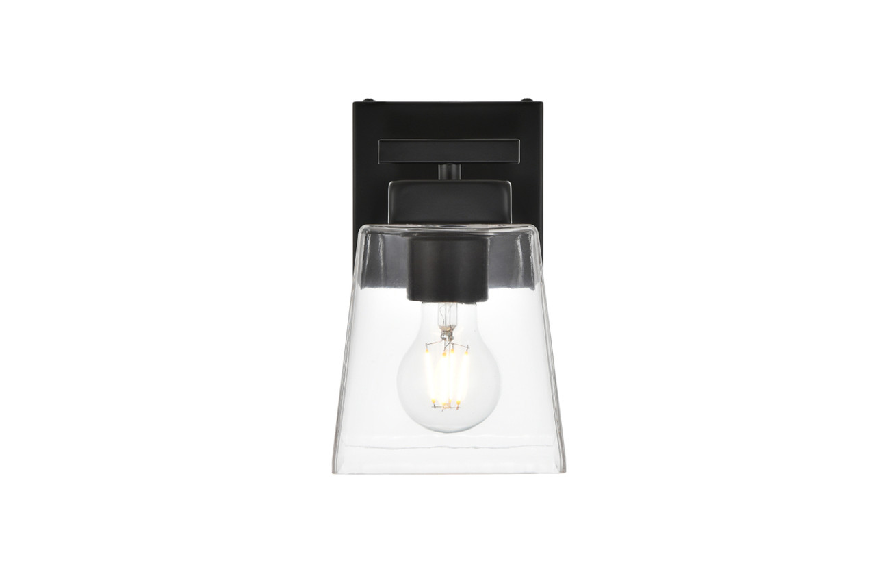 Living District LD7312W5BLK Merrick 1 light Black and Clear Bath Sconce