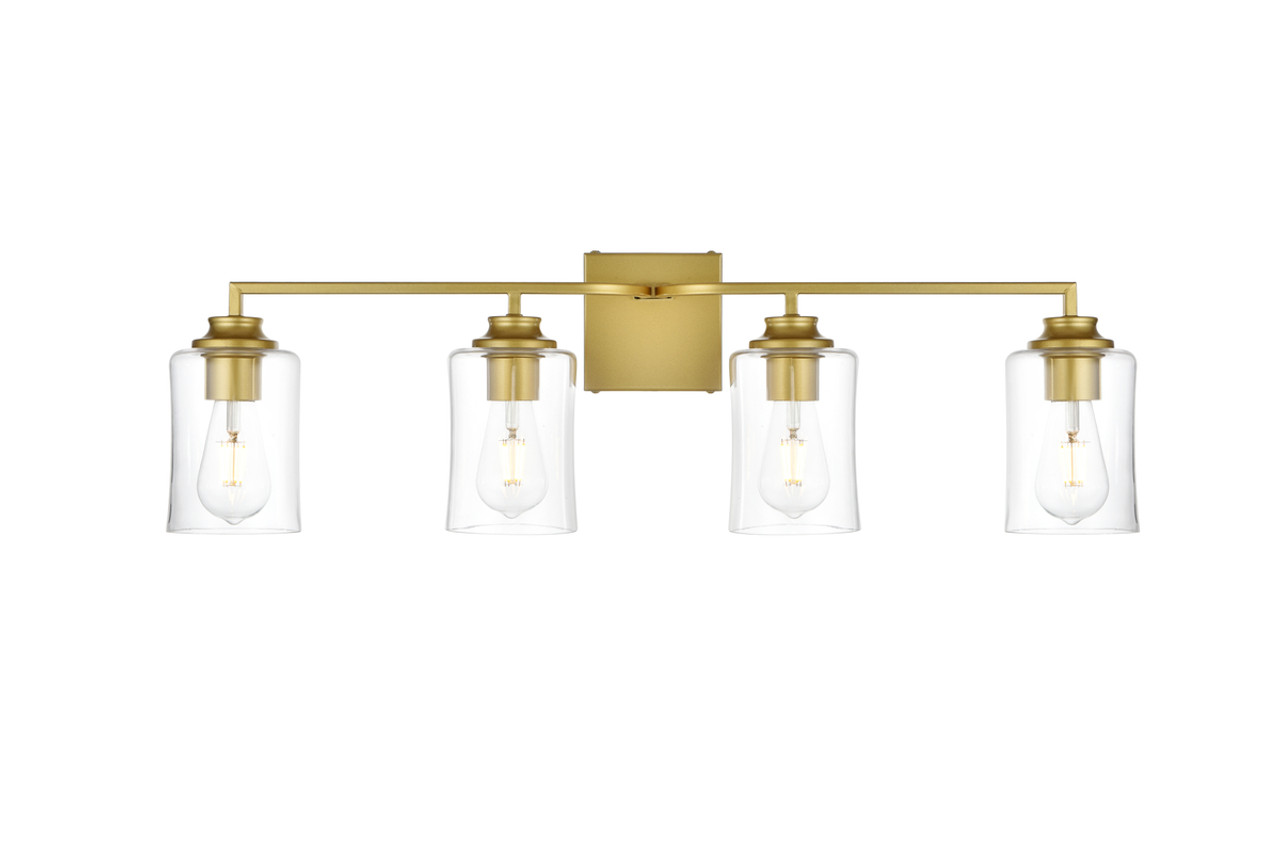 Living District LD7314W32BRA Ronnie 4 light Brass and Clear Bath Sconce
