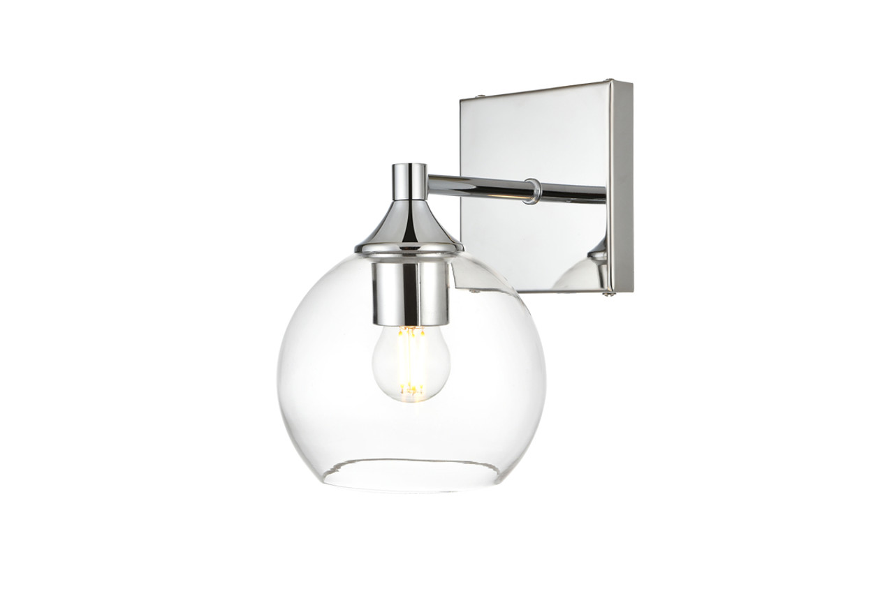 Living District LD7308W6CH Foster 1 light Chrome and Clear Bath Sconce