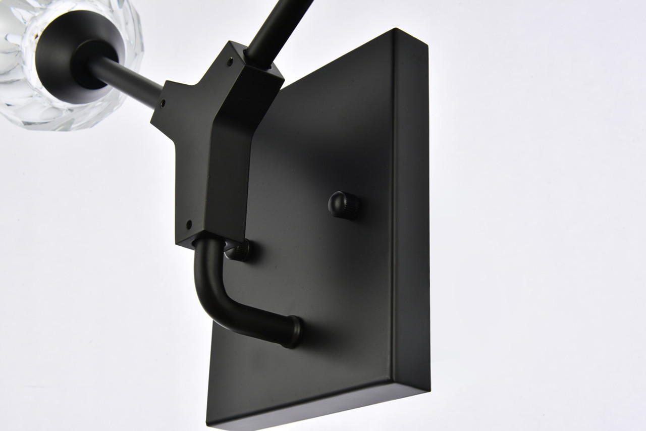 Elegant Lighting 3508W15BK Zayne 2 Light Wall Sconce in Black