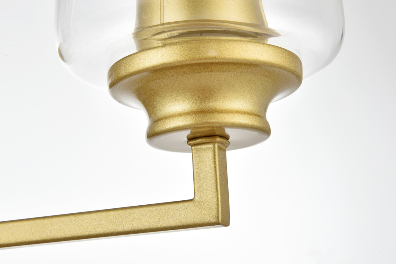Living District LD7314W23BRA Ronnie 3 light Brass and Clear Bath Sconce