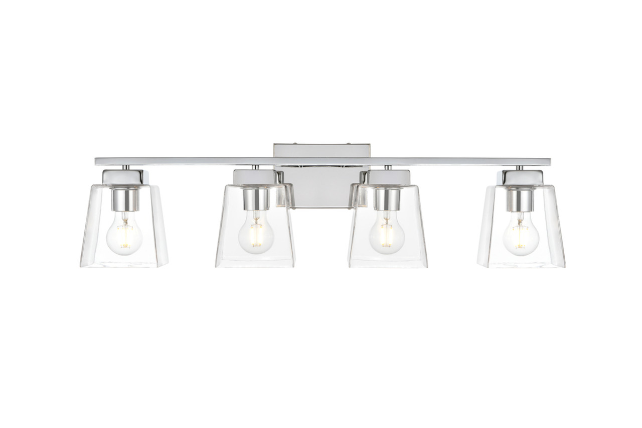 Living District LD7312W32CH Merrick 4 light Chrome and Clear Bath Sconce