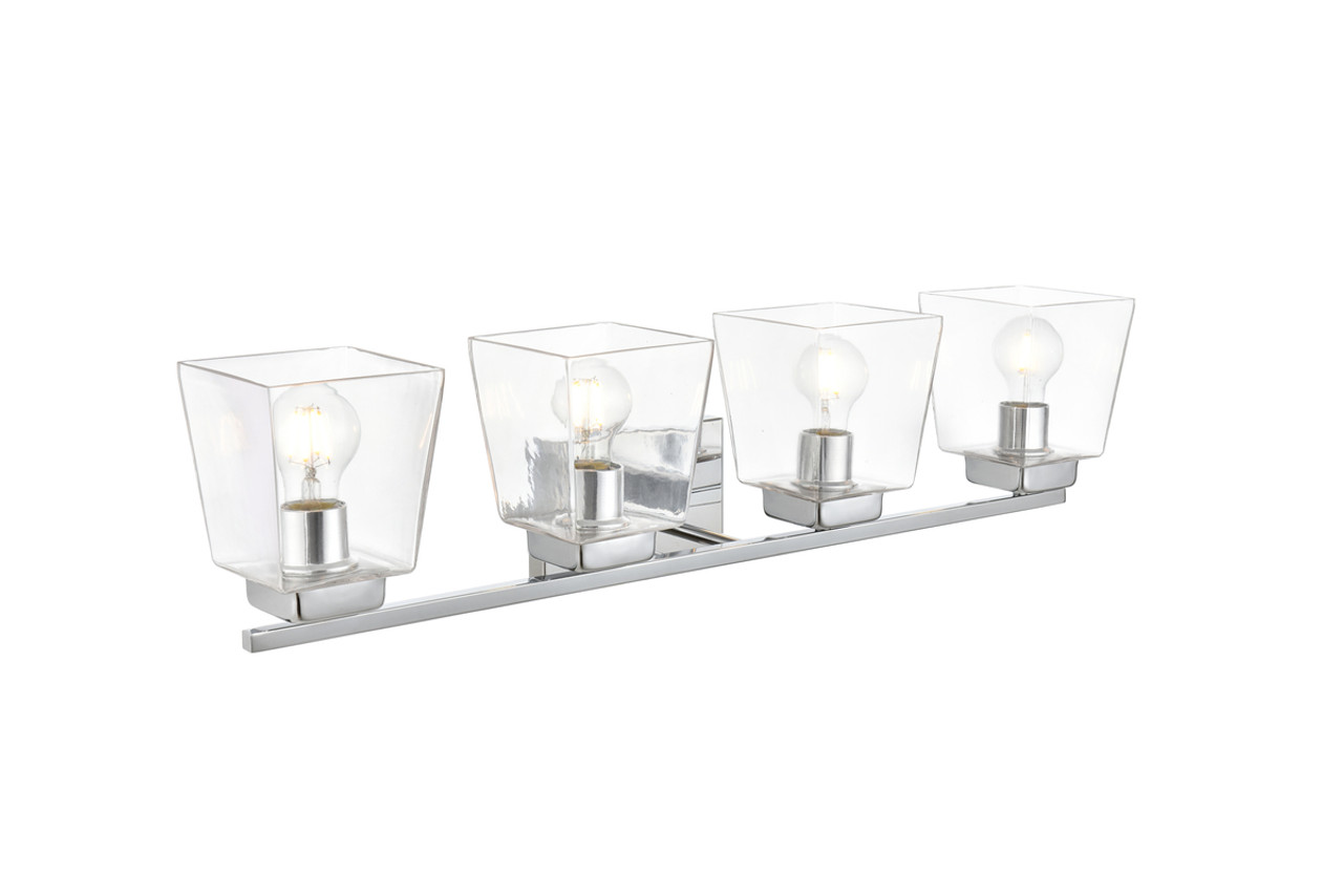 Living District LD7312W32CH Merrick 4 light Chrome and Clear Bath Sconce
