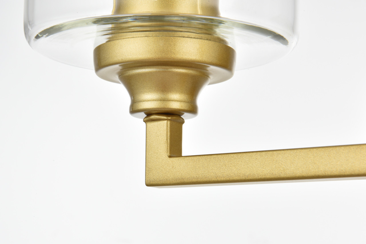 Living District LD7315W14BRA Mayson 2 light Brass and Clear Bath Sconce
