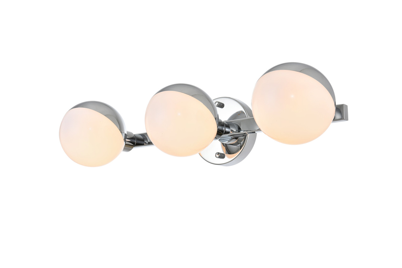 Living District LD7305W21CH Majesty 3 light Chrome and frosted white Bath Sconce