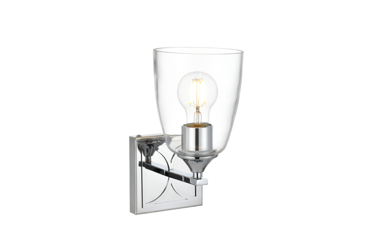 Living District LD7309W5CH Harris 1 light Chrome and Clear Bath Sconce