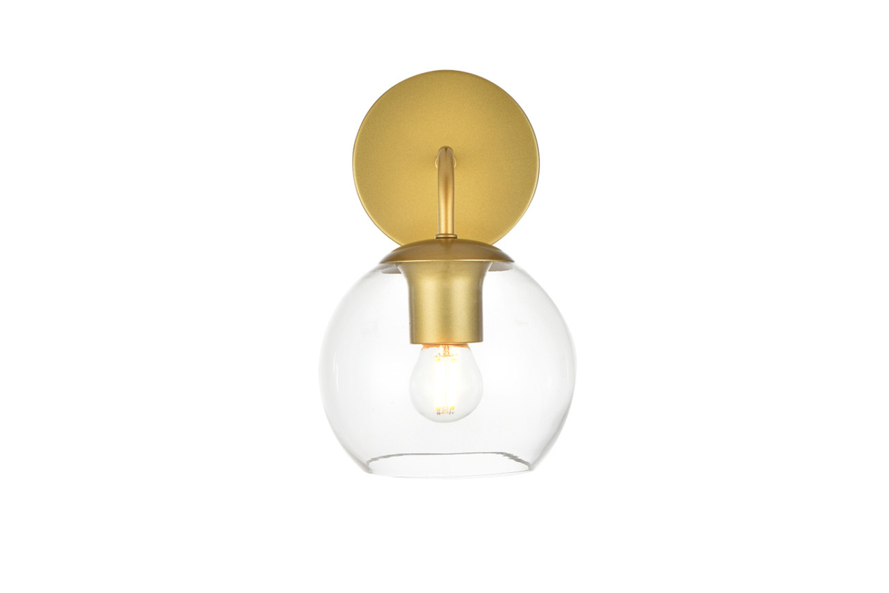 Living District LD7321W6BRA Genesis 1 light Brass and Clear Bath Sconce