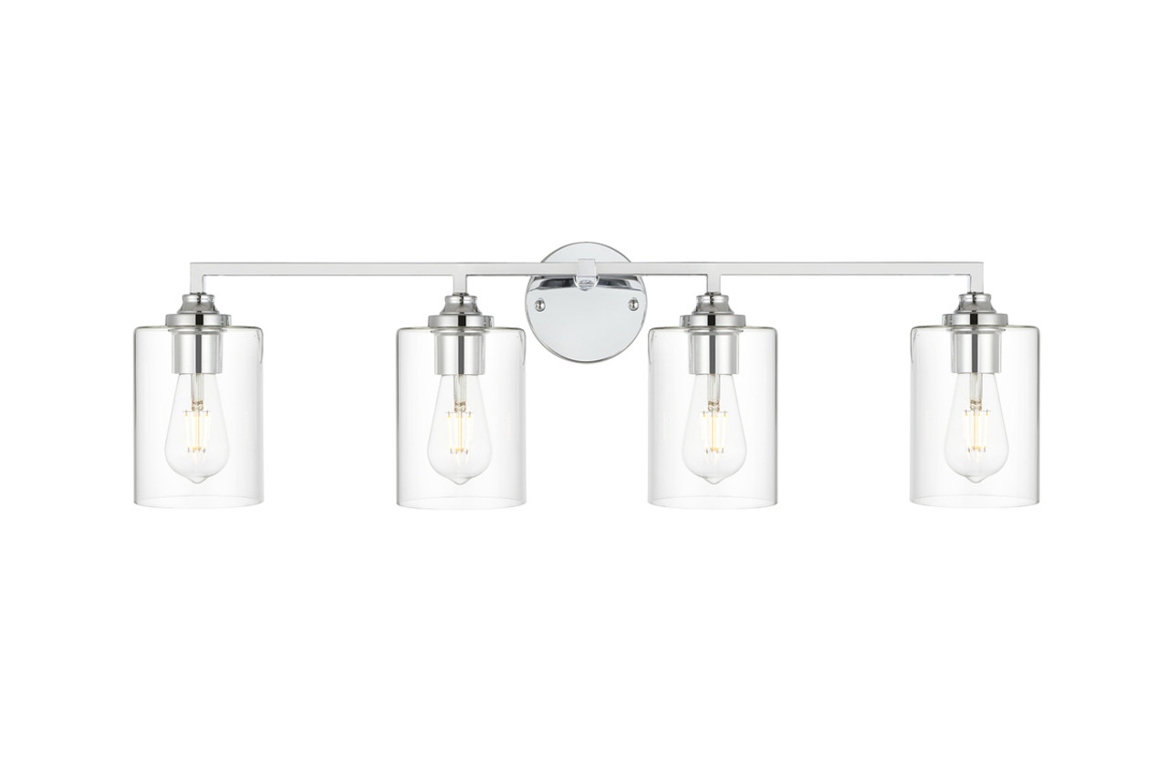 Living District LD7315W33CH Mayson 4 light Chrome and Clear Bath Sconce