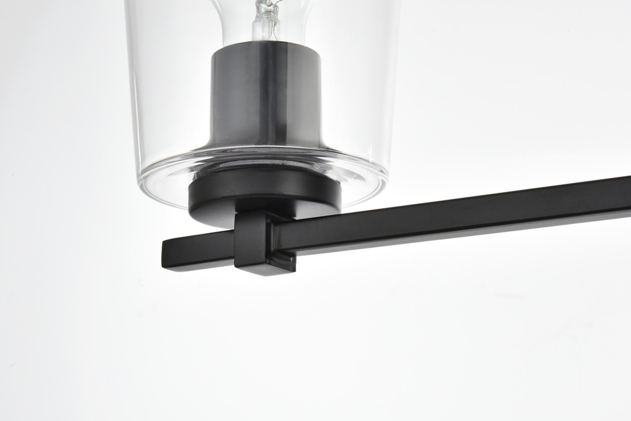 Living District LD7310W23BLK Kacey 3 light Black and Clear Bath Sconce