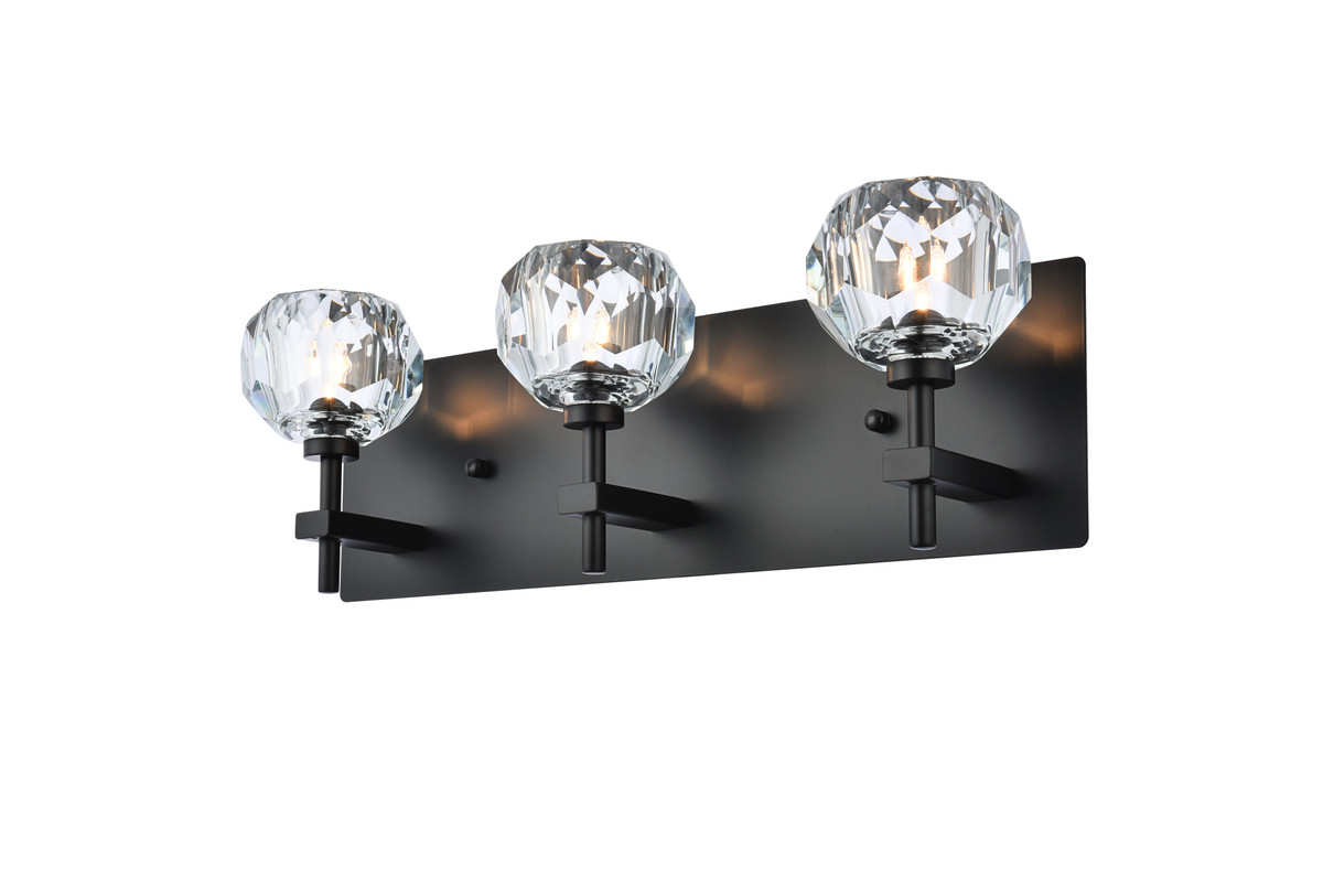 Elegant Lighting 3509W18BK Graham 3 Light Wall Sconce in Black