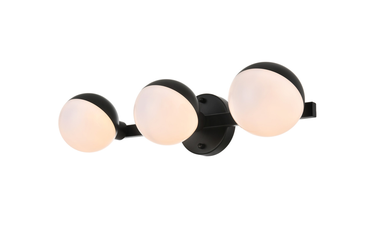 Living District LD7305W21BLK Majesty 3 light Black and frosted white Bath Sconce