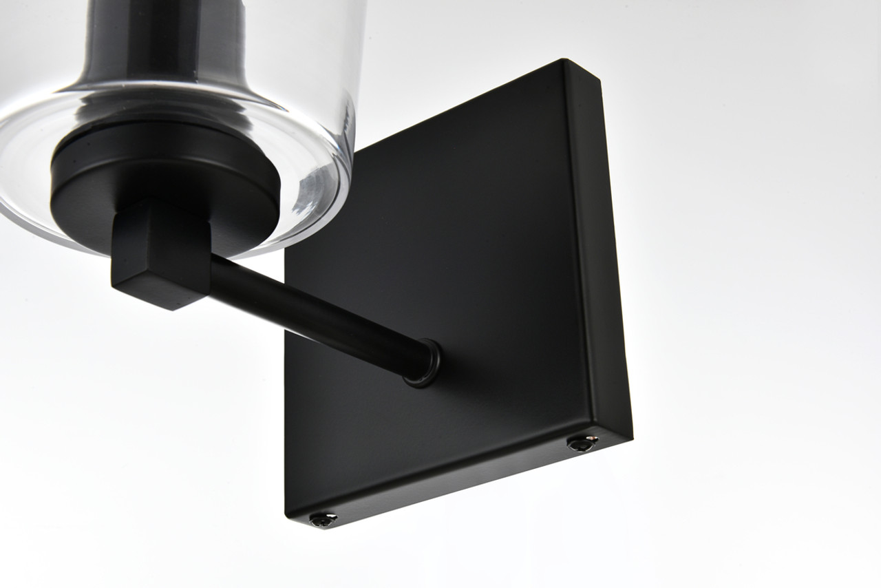 Living District LD7310W5BLK Kacey 1 light Black and Clear Bath Sconce