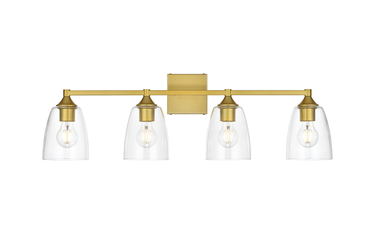 Living District LD7307W32BRA Gianni 4 light Brass and Clear Bath Sconce