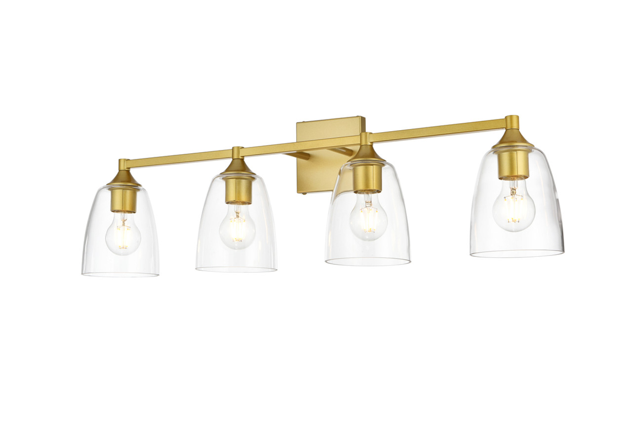 Living District LD7307W32BRA Gianni 4 light Brass and Clear Bath Sconce