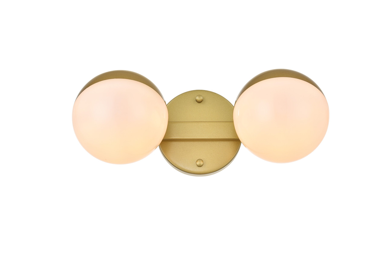 Living District LD7305W13BRA Majesty 2 light Brass and frosted white Bath Sconce