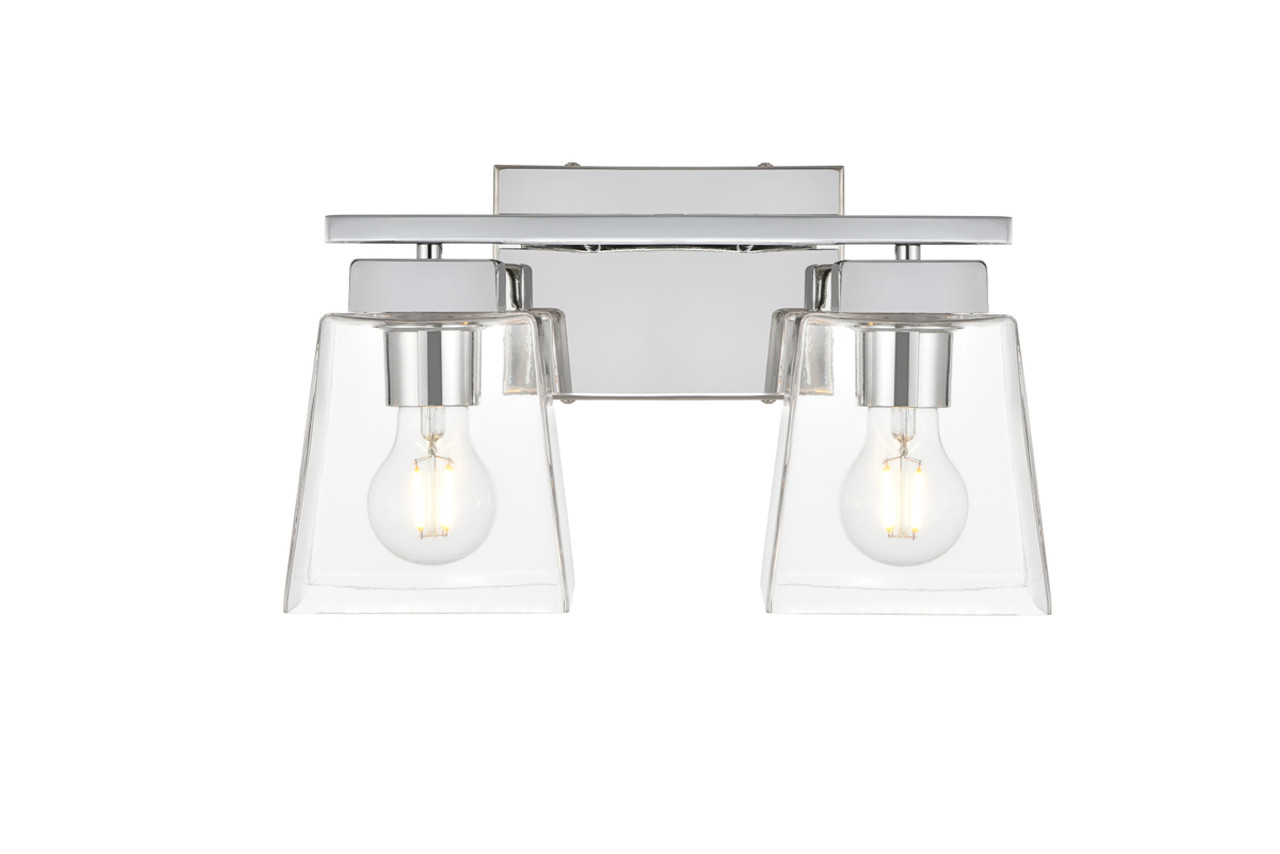 Living District LD7312W14CH Merrick 2 light Chrome and Clear Bath Sconce