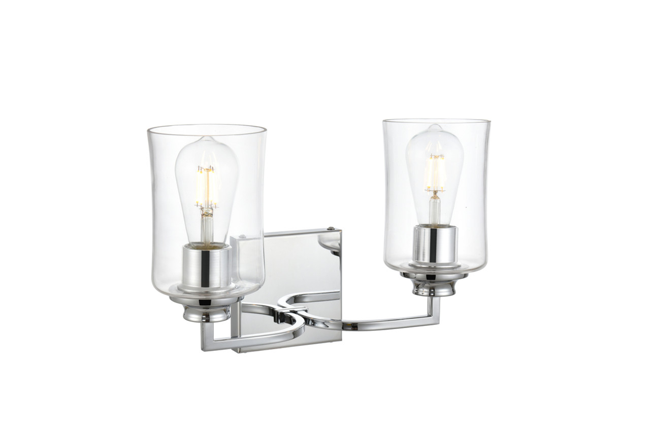 Living District LD7314W14CH Ronnie 2 light Chrome and Clear Bath Sconce